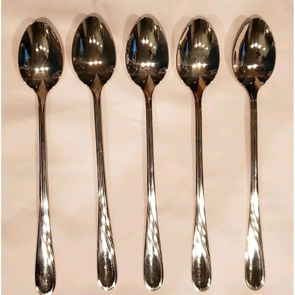 Lenox 18/10 Summerville Flatware 5 Ice Teaspoons Silverware Fork Spoon